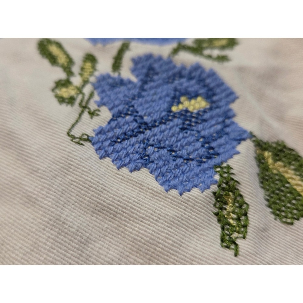 Boho Cottage Core Magnolia Cream Floral Barrel Embroidered Cotton Jogger Small - Picture 4 of 6